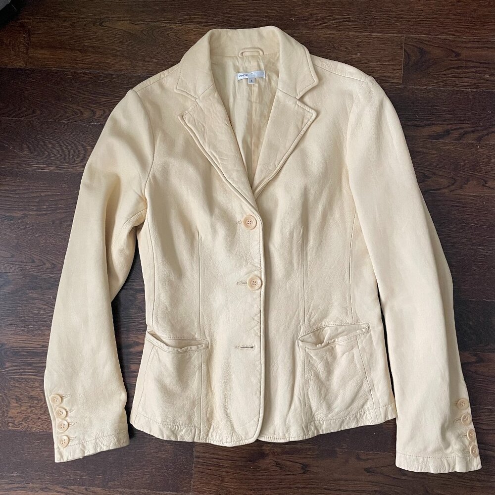 Vince Buttermilk Yellow Leather Blazer Jacket -Size 6